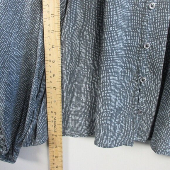 Rag Poets Blouse Women S Gray Bohemian Pleated Button Front Dotted Casual 96 - Picture 9 of 10